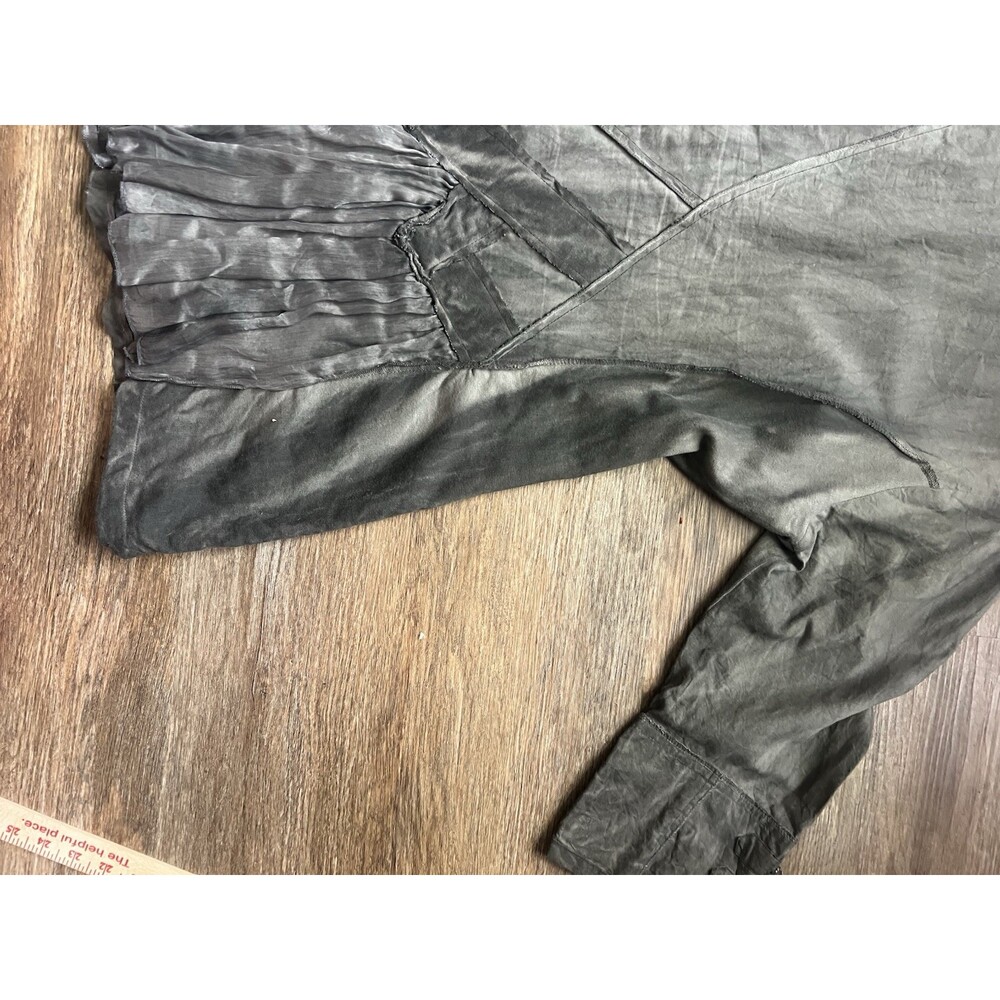 Parsley And Sage Gray Ruched Art To Wear Top Lagenlook Women’s M Buttons Fall - Picture 7 of 16